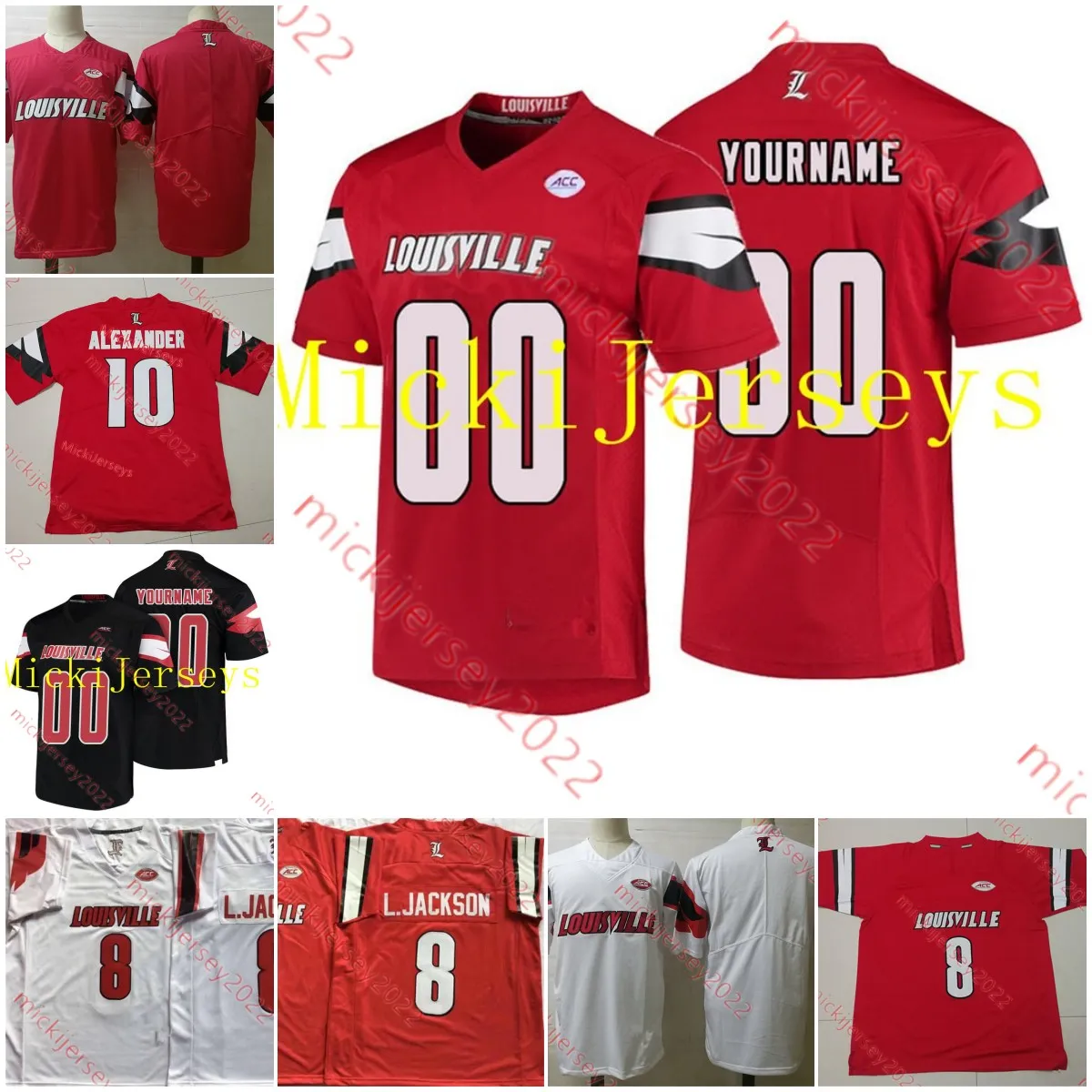 Benutzerdefinierte Louisville Cardinals Fußballtrikot 49 Mark Vassett Monty Montgomery Makhete Gueye Charlie Ely Kenderick Duncan Jaelin Carter Herren Jugend genähte Trikots