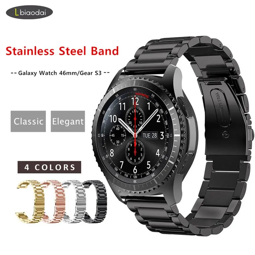 Bekijkbanden metalen band voor Gear S3 Frontier Galaxy 46mm Band smartwatch 22 mm roestvrijstalen armband Huawei GT S 3 46332P