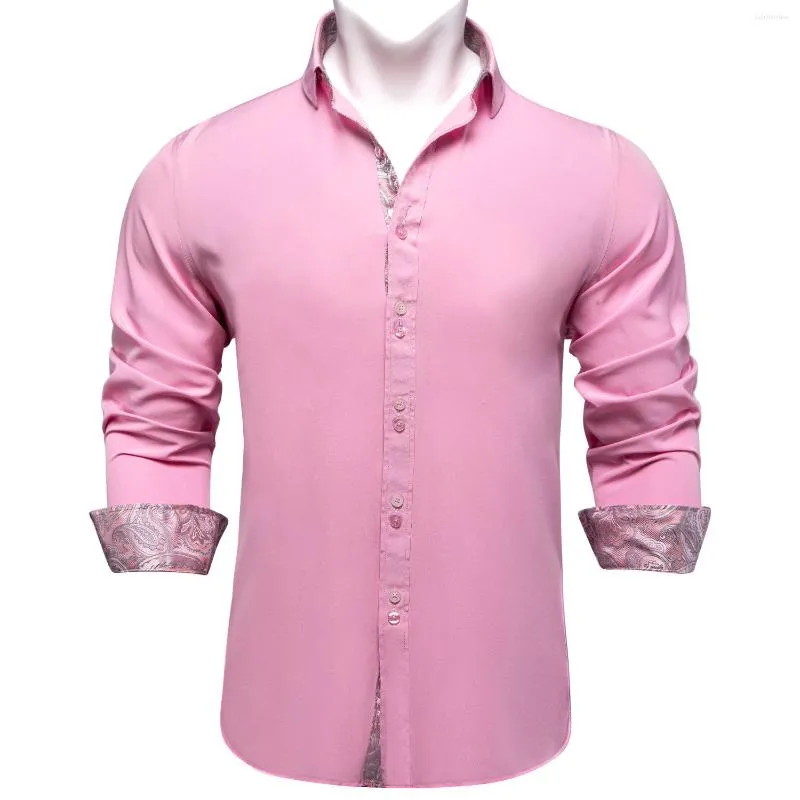 Camisas casuais masculinas rosa azul preto sólido para homens Paisley Floral Plaid Color Contrast Fashion Dress Camisa Designer de roupas