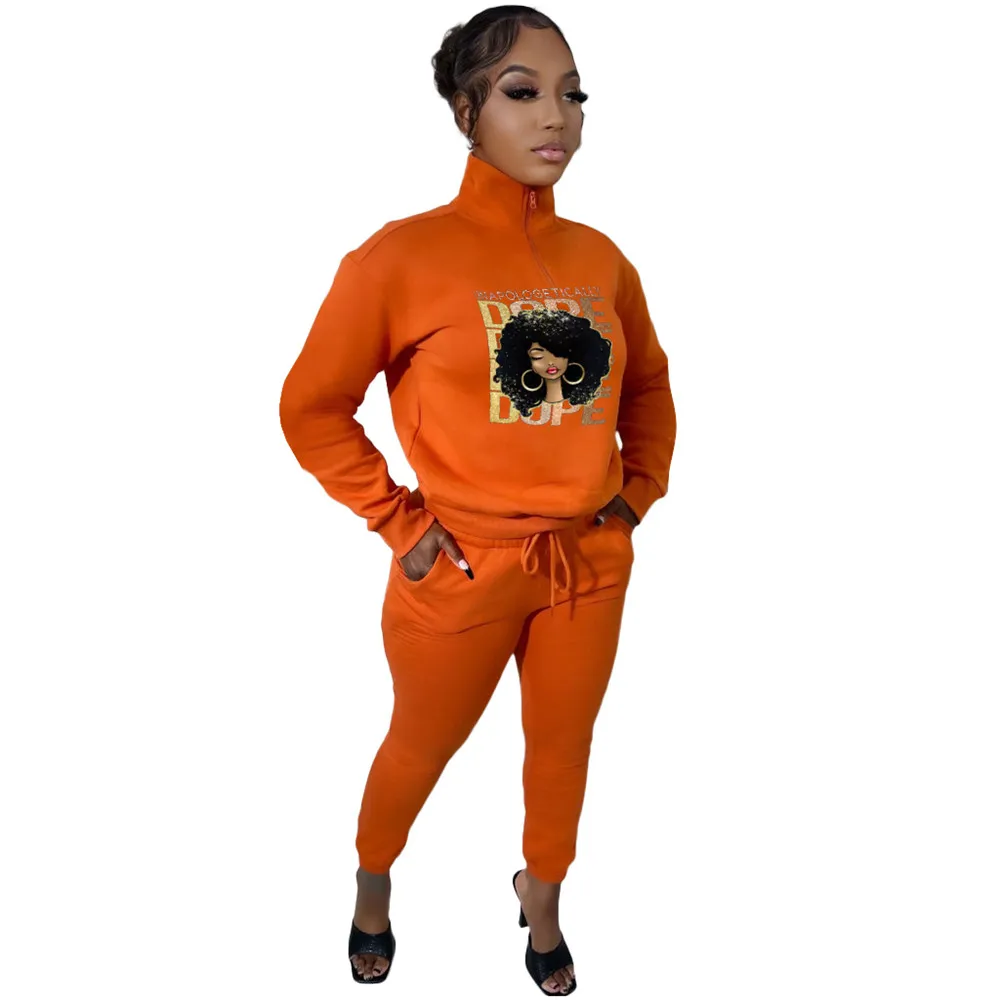 Womens 2-Piece Tracksuit Set Fall/Winter Pullover Hoodie