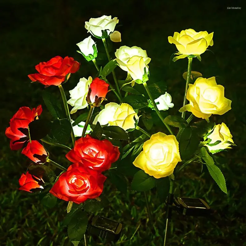 Solar LED LED Outdoor 6 róże lampy trawnikowe Wodoodporne kwiaty do ogrodu i warzywa w kraju domowa dekoracja świąteczna