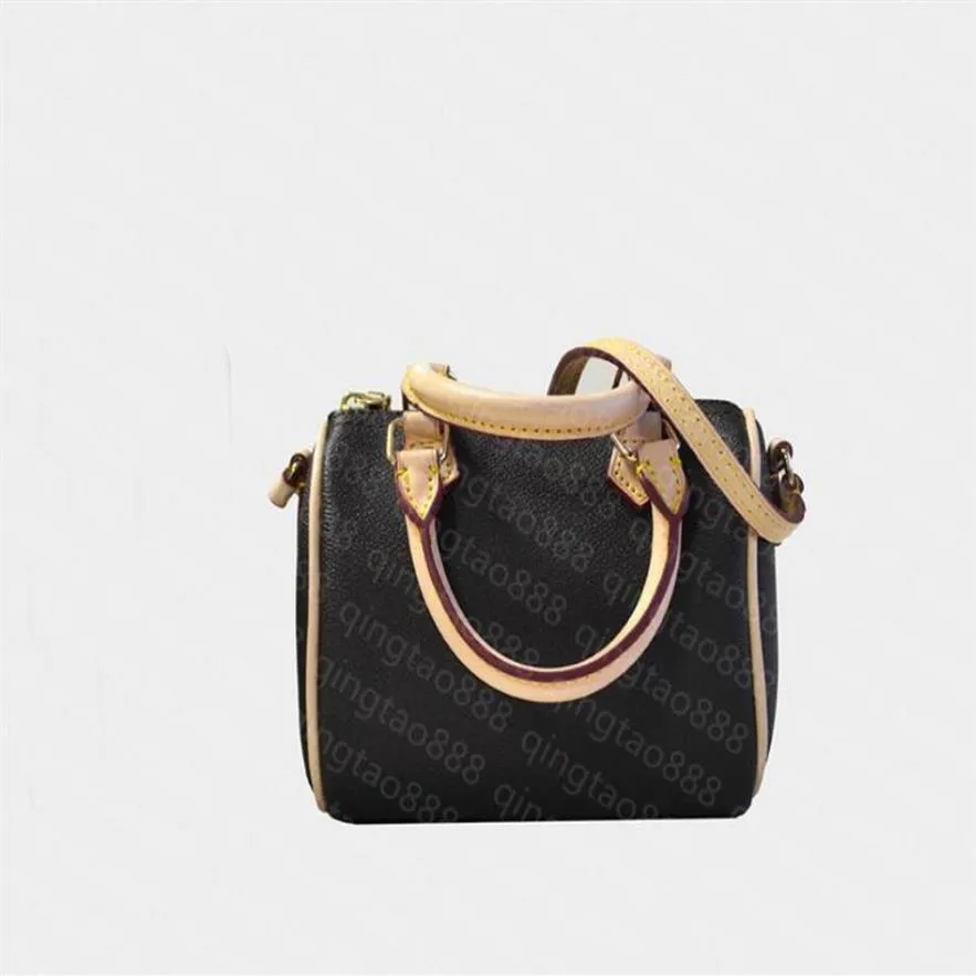 Luxurys Designers Crossbody Mini Speedy Orijinal Deri Çantalar 16cm Çanta Nano Kadın Moda Çapraz Vücut Boston Omuz Messenger 2269