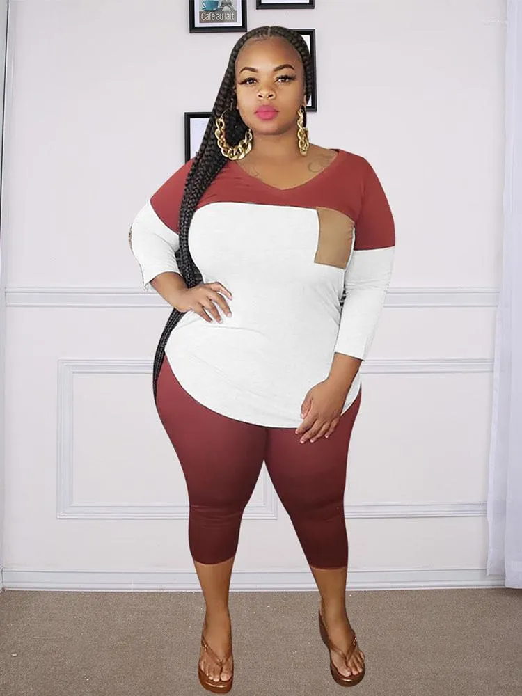 Survêtements grande taille femmes vêtements deux pièces ensembles vêtements de détente haut à manches longues et pantalons tenues décontractées 4xl vente en gros en vrac