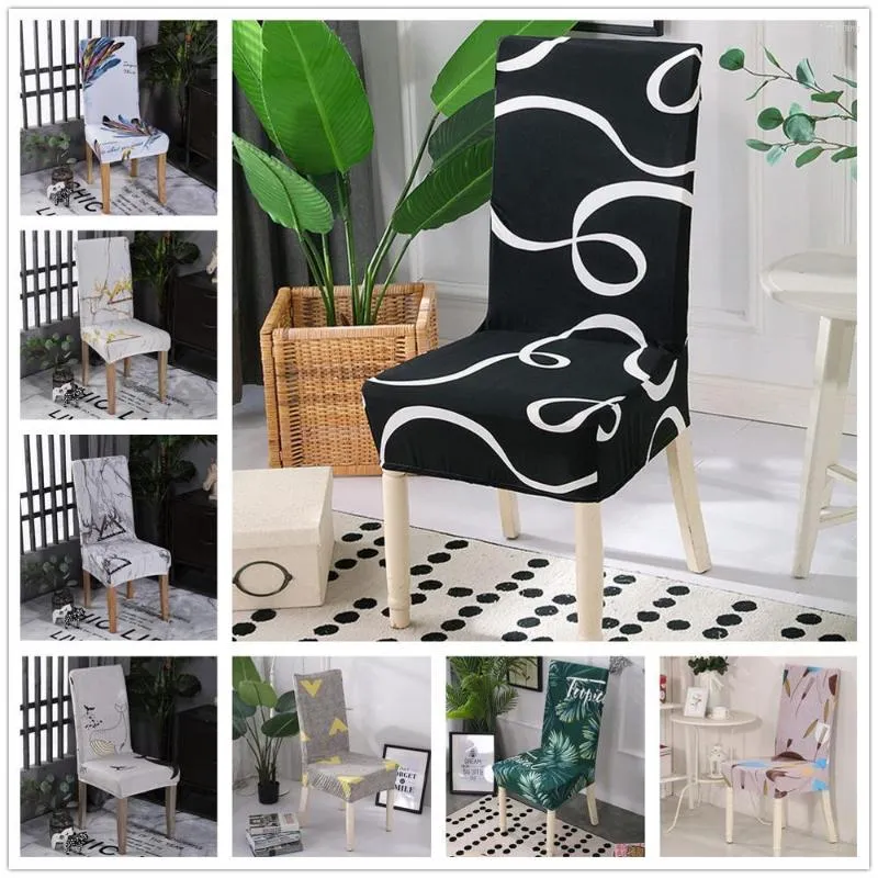 Chair Covers Geometric Modern Printing Dinning Big Stretch Removable Slipcover Kitchen Seat Case Cover For Banquet Wedding