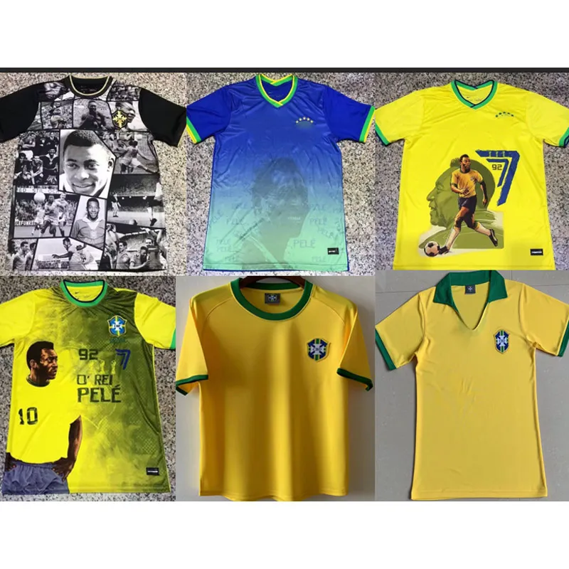 1970 1957 Retro PELE FUSSBALLJERSEYS CAMISETA de Futbol Paqueta 2022 Brasilien Fußballtrikot Antony Jesus Richarlisi Brasilien 22 23 Maillletball Herren