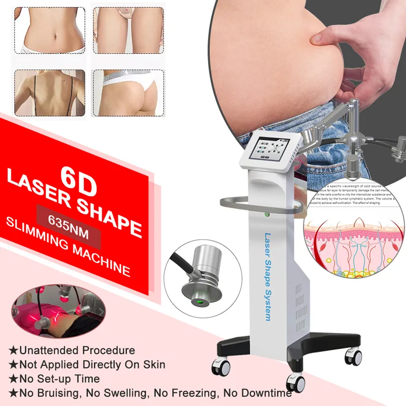 Easy Operation 635nm Wavelength Laser 6D Slimming Beauty Machine No Invasive No Painless Professional Shape Lipolaser For Body Shaping Skin Tighten