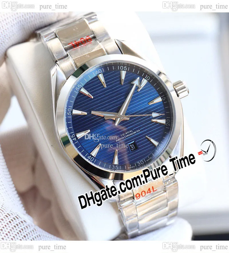 41 mm Aqua Terra 150m A8500 Automatyczne męskie zegarek 220 10 41 21 03 001 Niebieski teksturę Dial Stick Bransoletka CNC