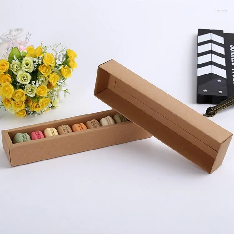 غلاف الهدايا 10pcs/lot macarons Box Cake Chocolate Biscuits Biscuits Boxes 24 4.5 4cm Kraft Paper Container Party Supplies Dec