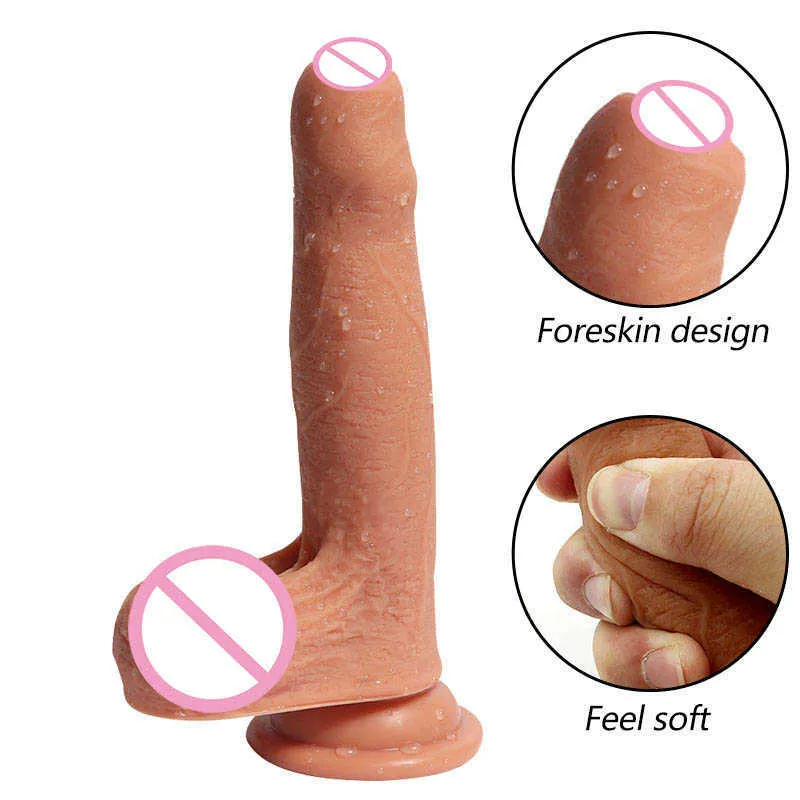 Beauty Items Soft Foreskin Dildo Realistic Penis Suction Cup Dick sexytoys For Women Vagina Anal Masturbation Adult Erotic Toys sexy Shop