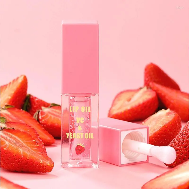 Brillo de labios Esmalte de espejo Aceite transparente Hidratante Líquido Lápiz labial Brillo de labios Labios Cosméticos Sabor a fruta