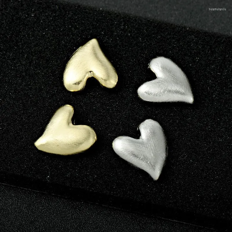 Orecchini a bottone Lega di aria fredda Placcato in oro Spazzolato A forma di cuore Da donna Semplice Retro Sottocolore Argento 925 Ago