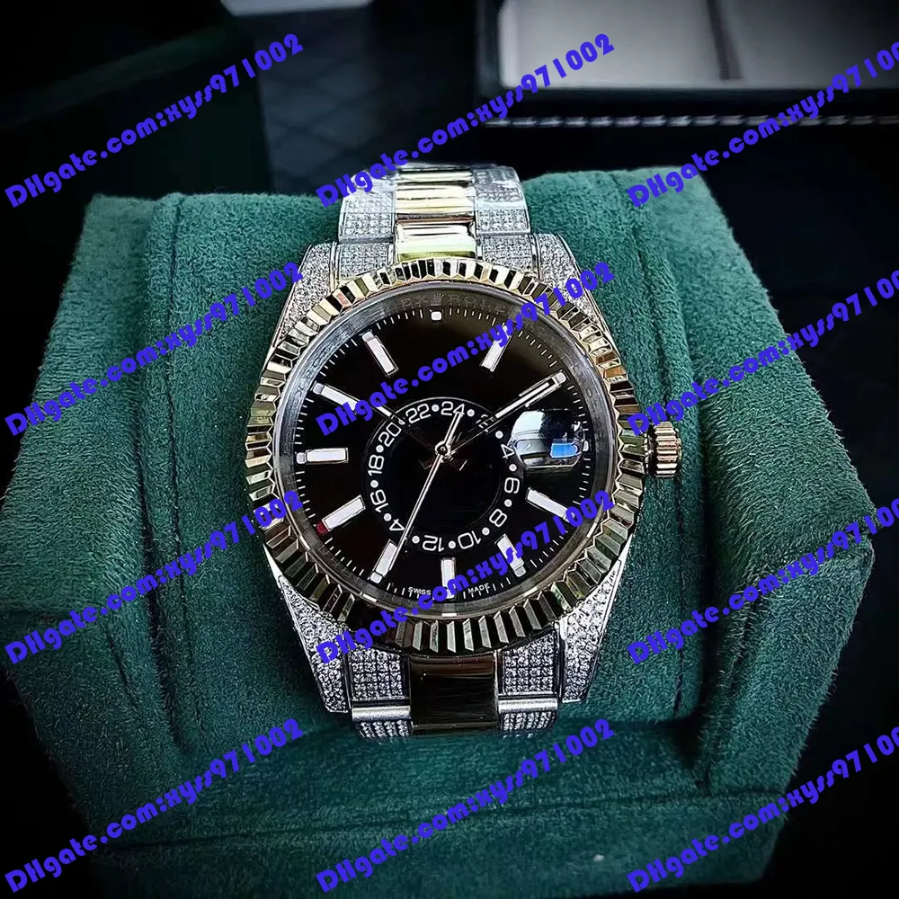 Wysokiej jakości męski zegarek 2813 Automatyczny zegarek mechaniczny M326933 41 mm czarny wybieranie złota ze zegarek ze stali nierdzewnej Sapphire Sapphire Glass 326934 Watches