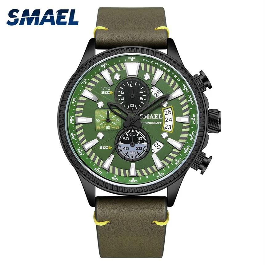 SMAEL Orologio da uomo Doppie finestre cave 2019 Top Brand Luxury Orologio da uomo Modalità luminosa Orologi Pelle relogio masculino 90972774