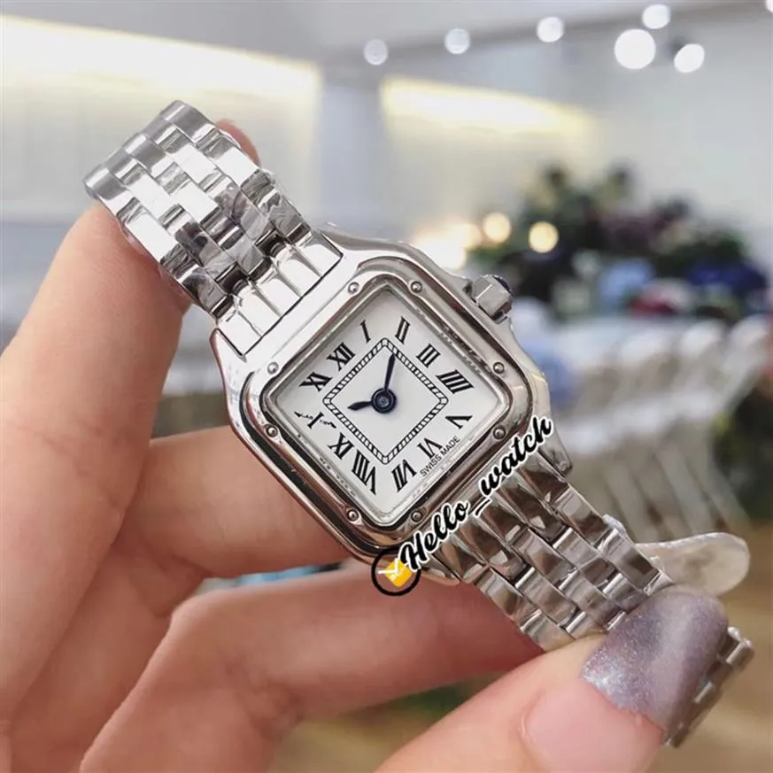 22 mm Panthere WSPN0006 Fashion Lady Watches Swiss Quartz Womens Orologio bianco Casella d'argento Bracciale in acciaio inossidabile Bracciale Sapphire WRI268Z