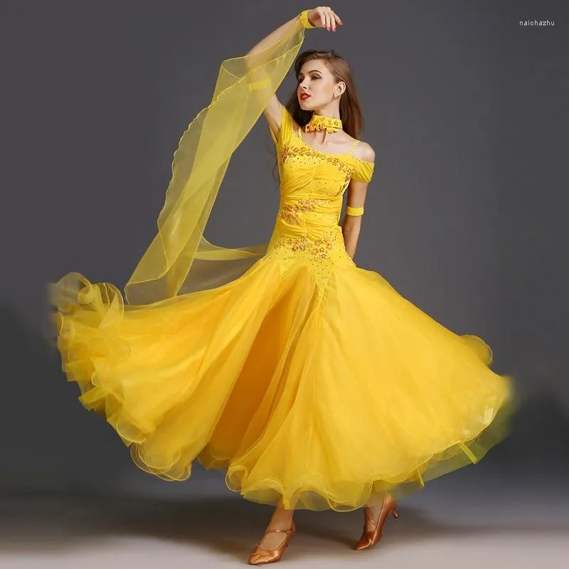 Stage Wear 4Pcs Waltz Dance Dress Ballroom Competition Dresses Standard Custome Women Dancing Performance Suit B-6156