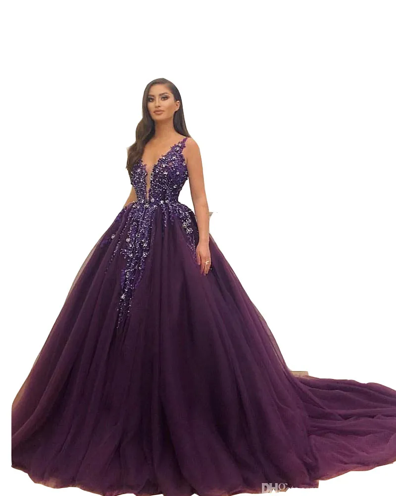 Deep purple ball gown online