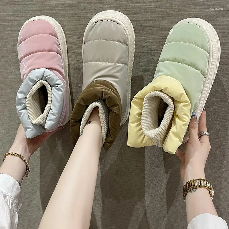 Slippers Couples Home Cotton Women Autumn Winter Waterproof Warm Indoor Shoes Female Ankle Boots With Plush Men Footwear
