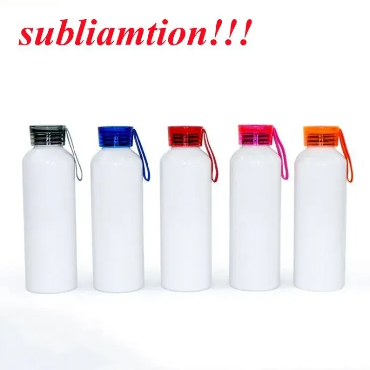 Bouteille de sport en aluminium de sublimation Bouteille d'eau de 750 ml avec couvercles colorés Gobelet de vélo Bouteilles réutilisables Bouteilles de voyage étanches pour le camping bb1230