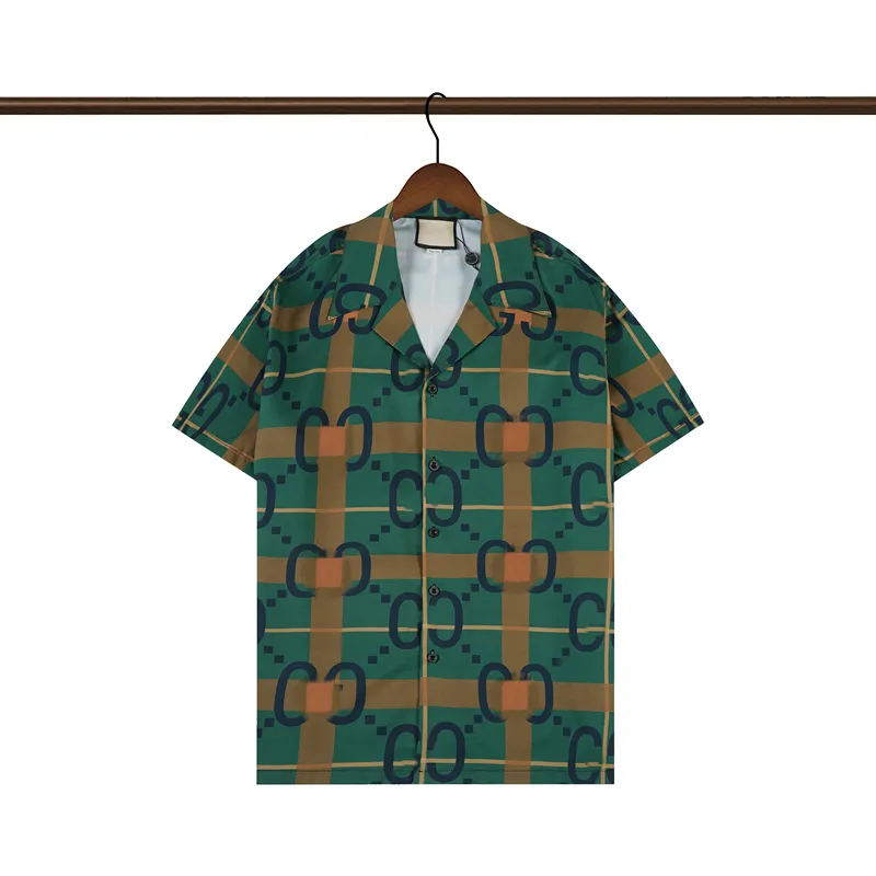 2022Shirts Mens Fashion Geometric print bowling shirt Hawaii Floral Casual Shirts Men Slim Fit Short Sleeve Variety