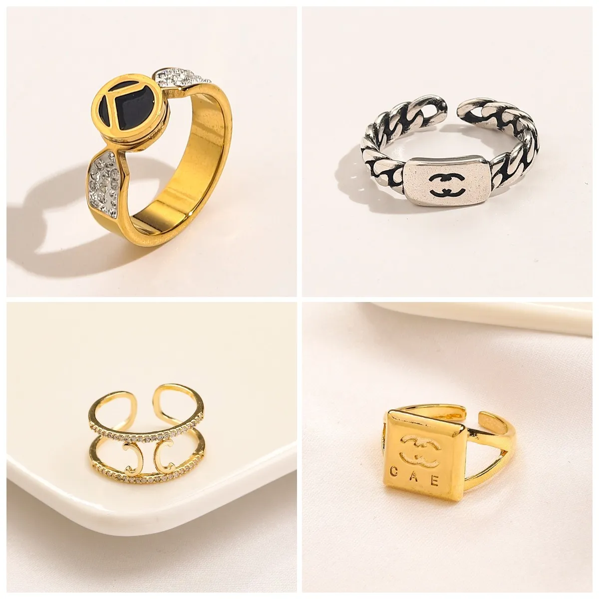 Luxus-Schmuck-Designer-Schraubringe für Damen, Buchstabe, 18 Karat vergoldet, Edelstahl, Diamant-Edelstein-Ring, feiner Finger-Liebesring, Hochzeitszubehör