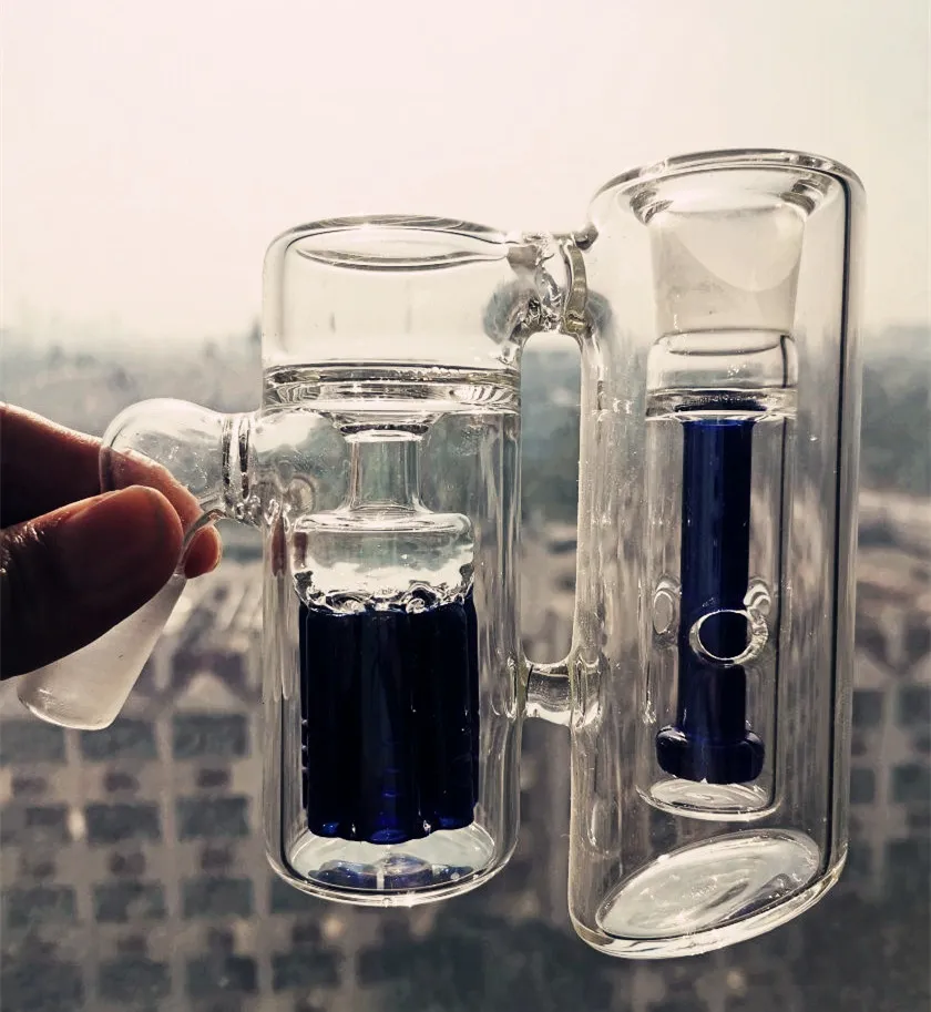 45-Grad-Wasserpfeifen-Glas-Doppelkammer, 14-mm-Ölrückgewinnungs-Aschenfänger, Armbaum und 18-mm-Glas-Aschenfänger