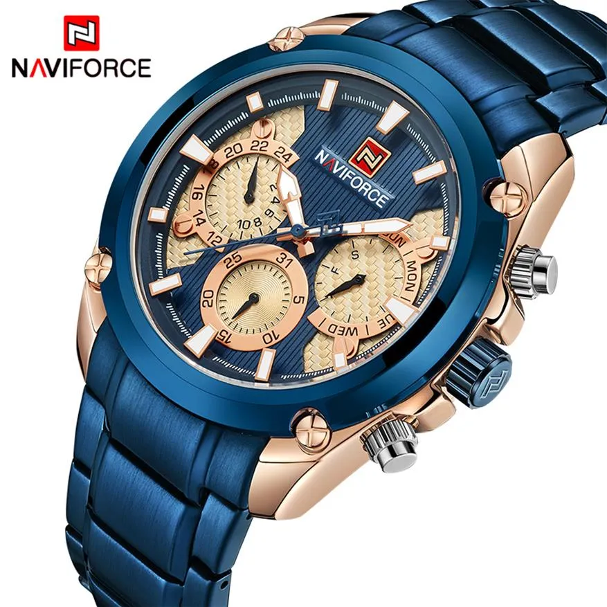 Naviforce Top Luxury Brand Watches Men Fashion Sport Quartz 24 horas Data Watch Hom