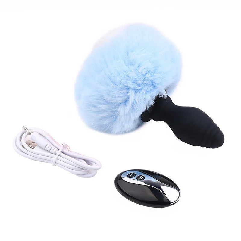 Beauty Items Silicone Butt Plug Vibrator Hairy Bunny Tail Rabbit Anal Cosplay Cute sexy Toys For Women Erotic Adult Product