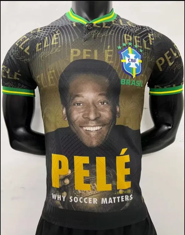 Brazylijska wersja odtwarzacza Bailey Commemorative Edition 22/23 Męska koszulka Hot Pele No. Koszulka piłkarska Pele Jersey Bluzki z krótkim rękawem