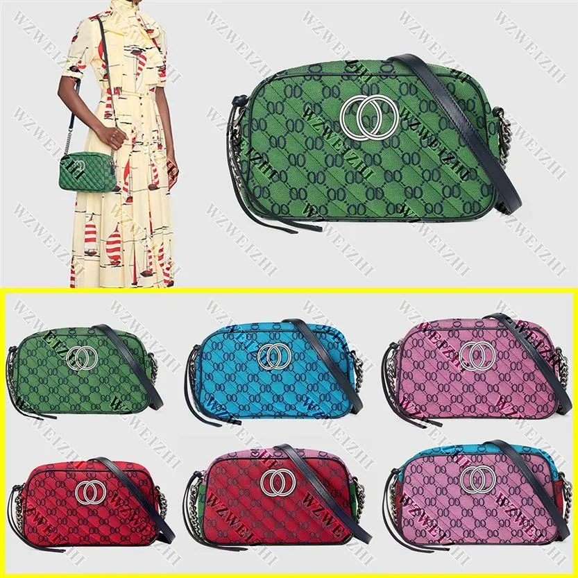 Alta qualidade feminino soho saco de saco leve marmont multicolor pequeno lona saco de ombro bolsa bolsa prata cadeia crossbody mensager pu278w