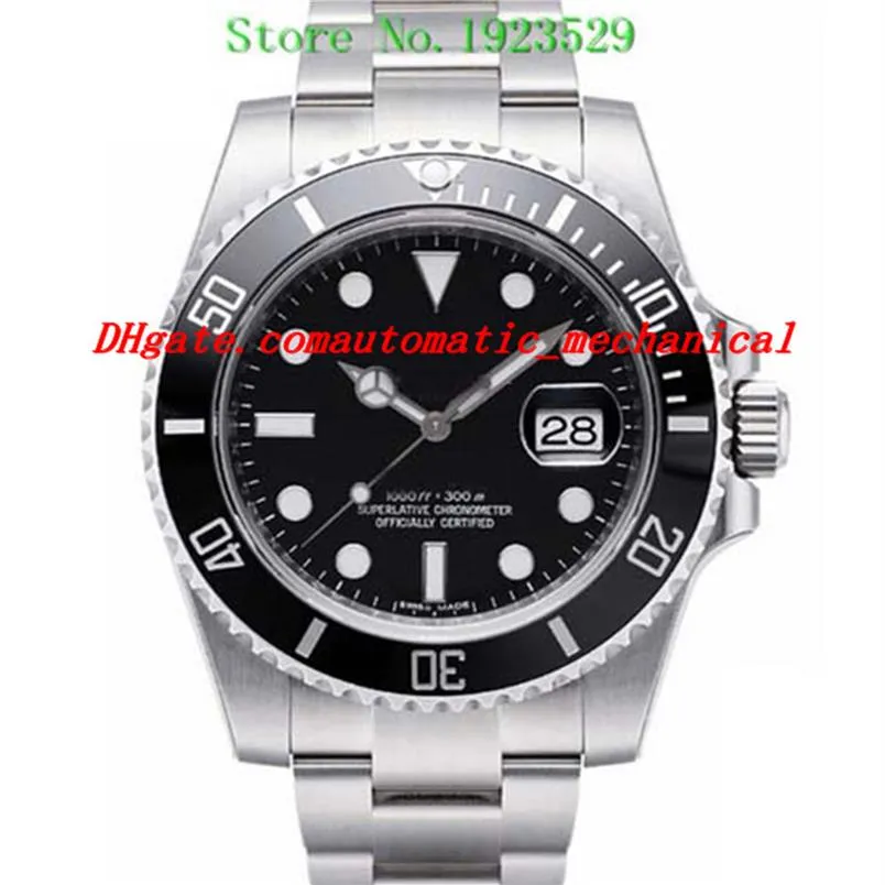 Top Quality Luxury Wristwatch Original Box Black Ceramic Bezel Dial 116610 16610 Stainless Steel Bracelet Automatic Mens Men'248a