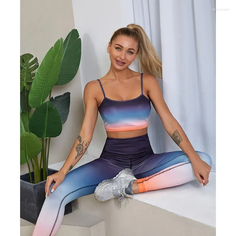 Active Set Panel Sport Set Women Clothing Yoga Pants Seamless Leggings Female Jogging Sports Bra Gym Fitness Sleeveless Crop Top