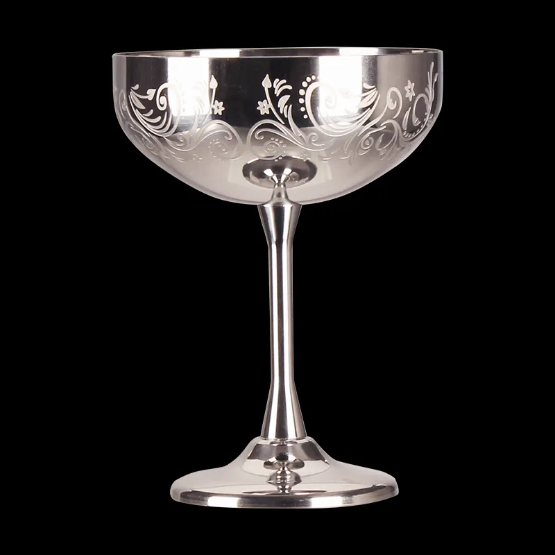 Stainless Steel Red Wine Glass Bar Creative Goblet Metal Cocktail Champagne  Glass Shatter Resistant Wine Glass