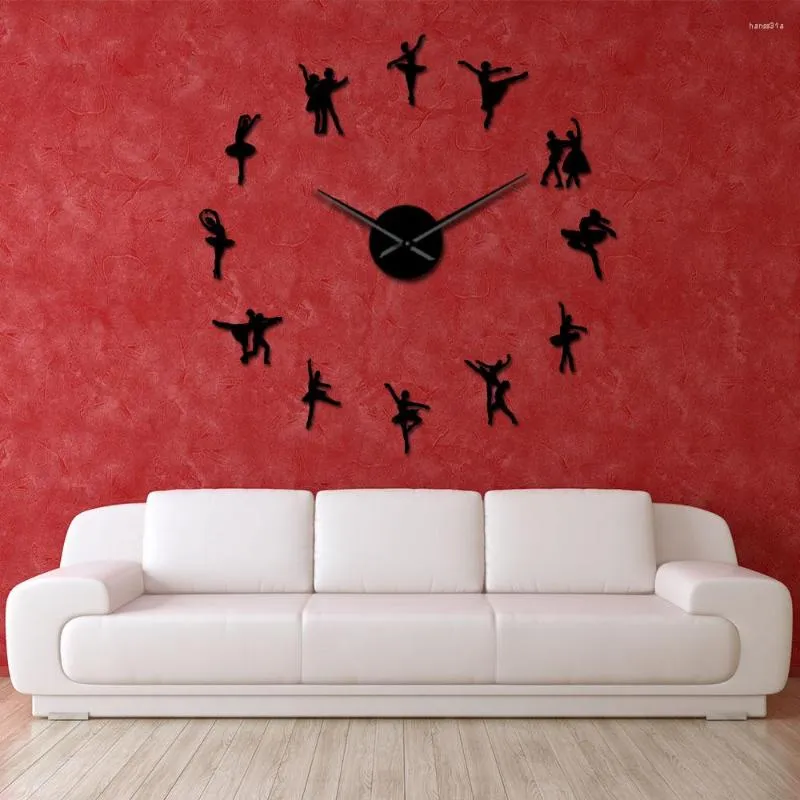 Horloges murales Ballerina Art DIY Grande horloge Big aiguilles sans cadre géant ballet danseur surdimensionné danse filles montre