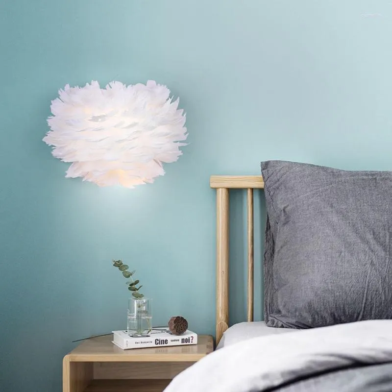 Настенные лампы 12 Вт романтическое перьев свет для живой спальни комнаты коридор искусство декоративное E27 Светодиодная лампа AC85-265V