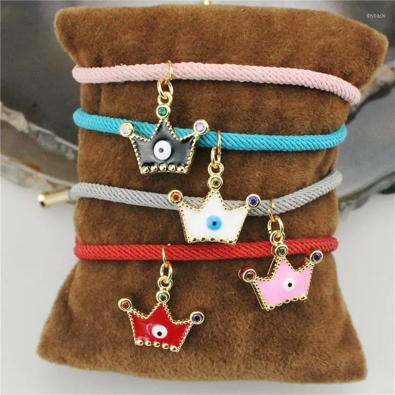 Link Bracelets 10pcs/lot Design Colorful Crown Connector Cz/enamel Bracelet Plated Cubic Zircon Component Wholesale