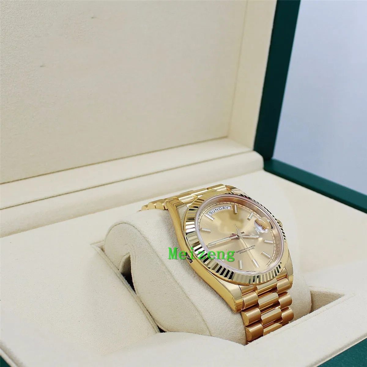 Роскошные наручные часы Новая 40-миллиметровая дневная дата 228238 18k желтого золота шампанский набор