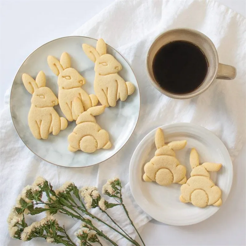 Easter Cookie Cutter Pastry Tools Embossed Mold Animal Chick Bunny Gingerbread Man Heart Shaped Fondant Biscuit Mold Baking Accessory