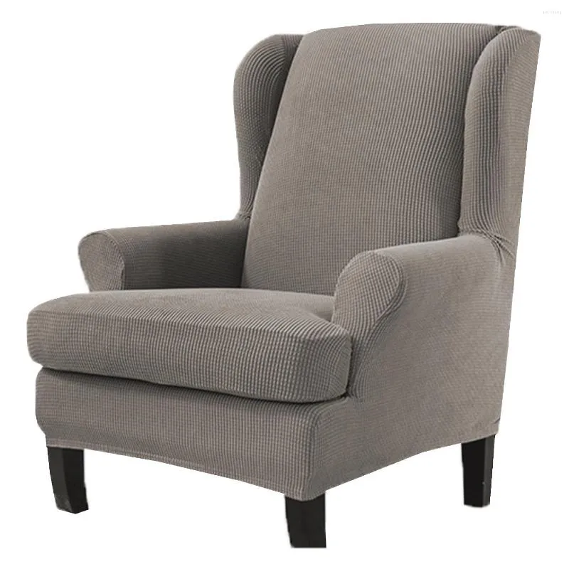 Tampa de cadeira de asa de asa de 2 peças de sofá de pelúcia protetor de móveis de mobília macia com fundo elástico para o quarto