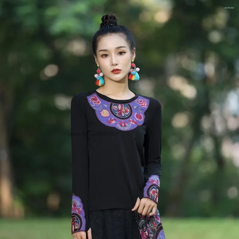 Etnik Giysiler 2022 Geleneksel Çin Vintage Hanfu, Kadınlar Ulusal Çiçek Nakış Kazaklığı Outk Bluz Zarif Oryantal Tang