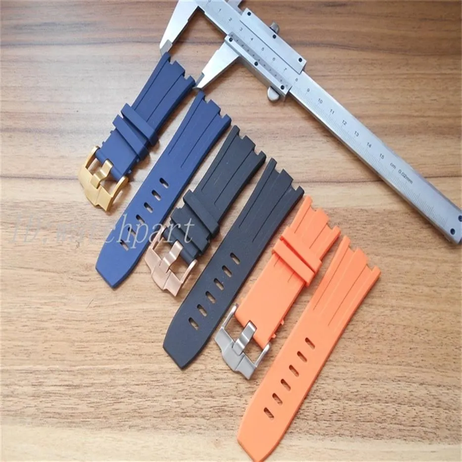 Watchpart Watch Strap Watches Rubber Roy Bands Black Blue Orange Silicone Watchband med spänne i 28mm de luxe2499