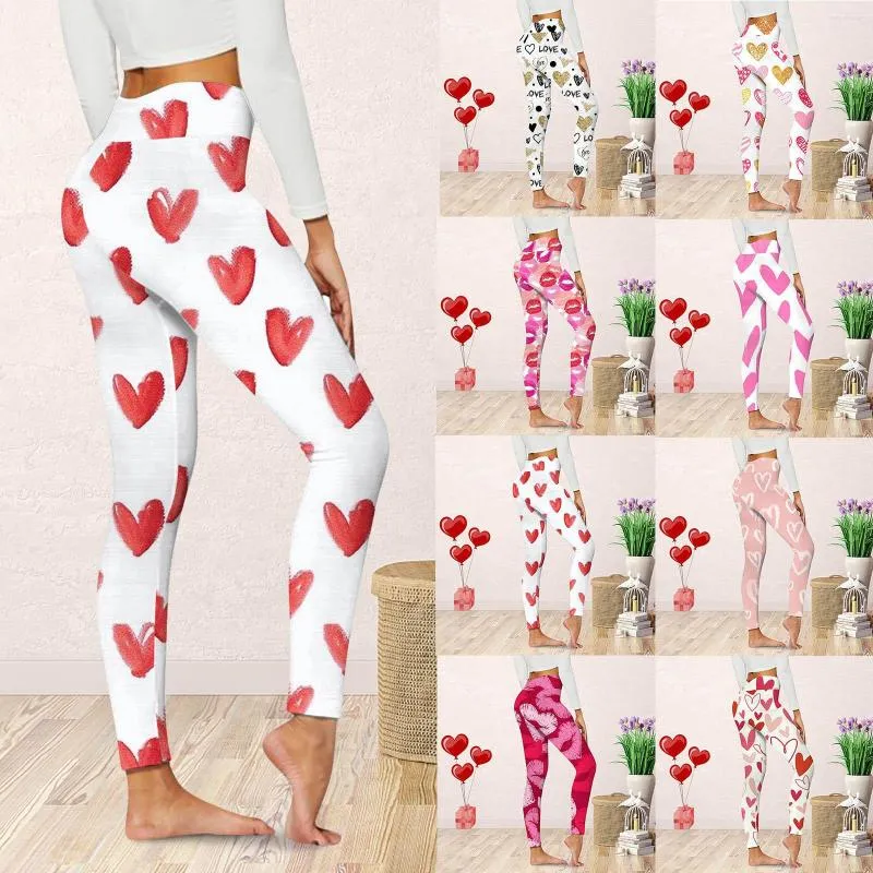 Pantalones activos, mallas de Yoga para mujer, estampado bonito, Día de San Valentín, informal, cómodo, elegante, para mujer, pantalones cortos