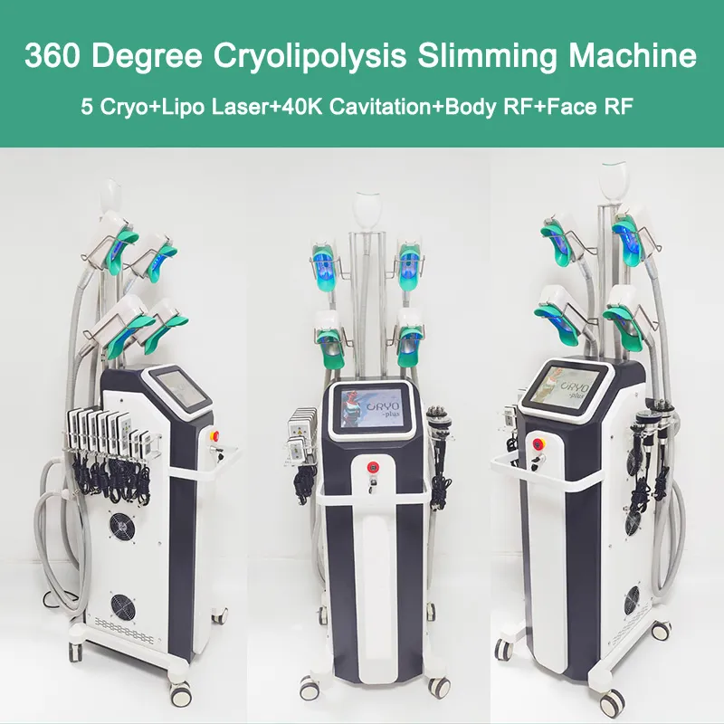 Cryo Fat Freezing Machine Lipolaser Anti Cellulite 40K Cavitazione Body Contouring Perdita di peso RF Ringiovanimento della pelle Rimozione delle rughe Attrezzatura di bellezza