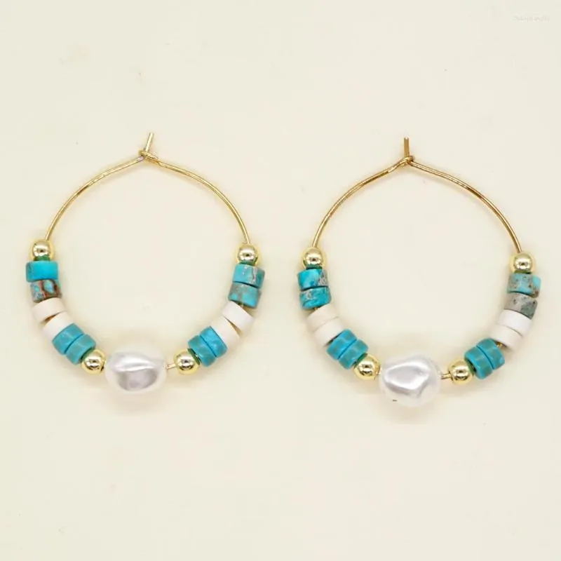 Brincos de argola Jóias de jóias de jóias de pérolas de pedra verde aço inoxidável para mulheres Gift Bohemia Acessórios femininos anel de ouvido feminino