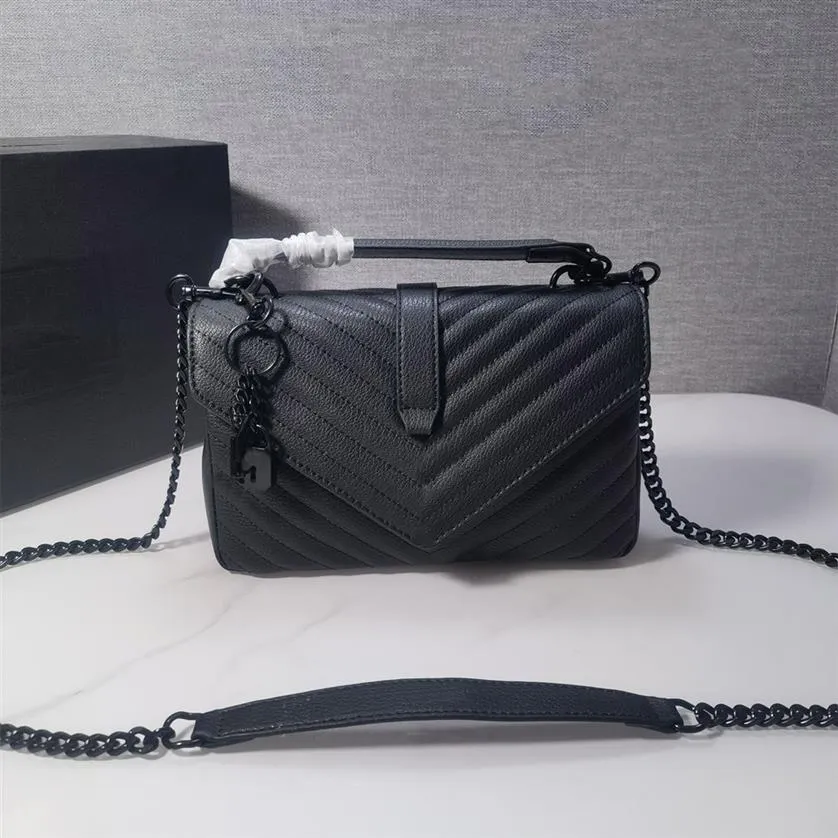 Bolsas Designtet Mulheres FLAP 5A Top Hardware Preto Interior Pocket Messenger Bag Single Chain Ladies Bag de ombro de luxo Han313o