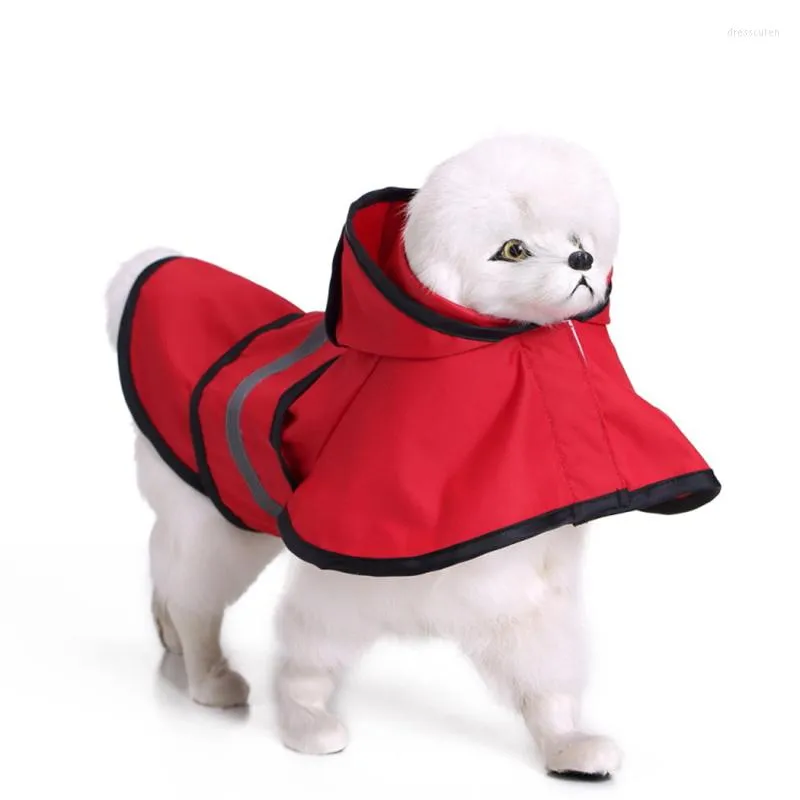 Dog Apparel Pet Waterproof Raincoat Clothes Jumpsuit Reflective Rain Coat Outdoor Hooded Jacket For Small Supplies