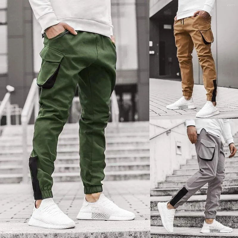 Męskie spodnie męskie streetwear joggers kieszonkowy man Casual spodni siłownia praca men men sznurka dreska sportowa dres p21