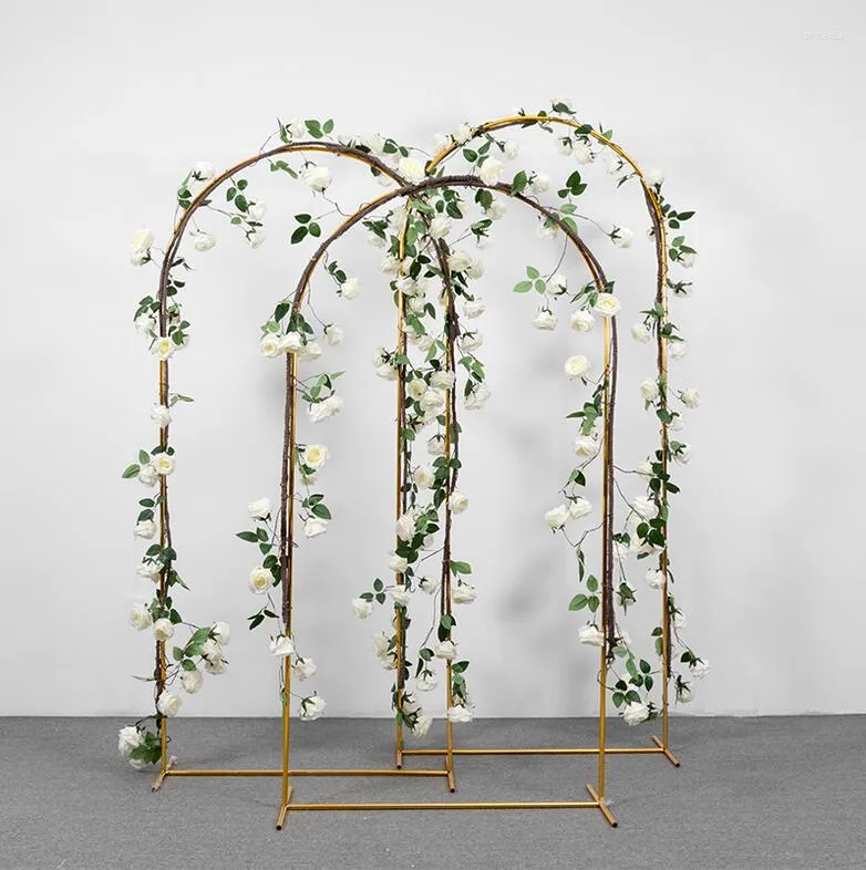 Party Decoration Wedding Props Gold Plated Iron Flower Door Outdoor Shelf Scene Background Layout Rack Arch