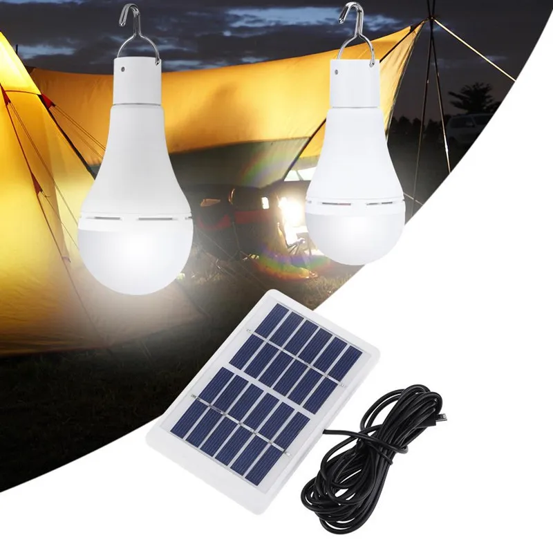 Lampadine per illuminazione di emergenza portatili USB ricaricabile 300LM Energia solare LED Lanterna Lampada per tenda esterna Lampadina a LED per campeggio Pesca Patio