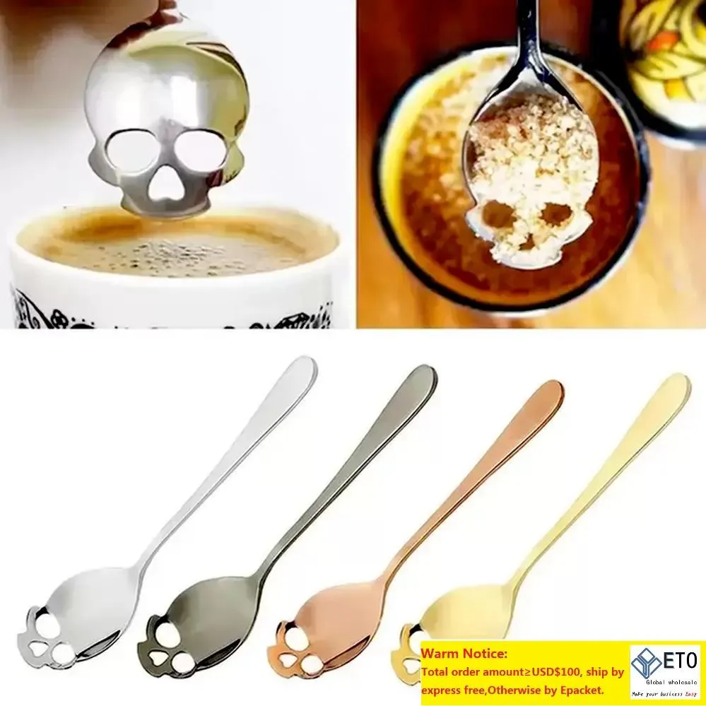 Cuillère à thé en forme de crâne de sucre, cuillères à café en acier inoxydable, cuillère à Dessert, vaisselle pour crème glacée, accessoires de cuisine