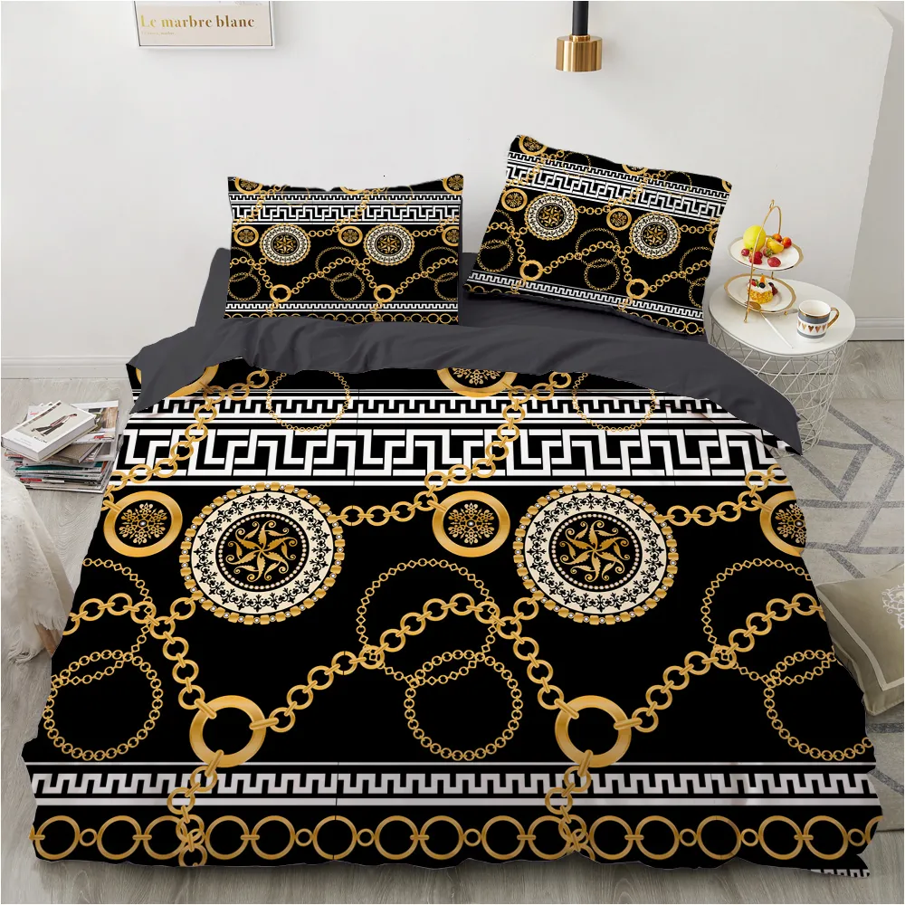 Комплекты постельного белья Luxury 3D Europe Queen King Двойной пододеяльник льняной Удобный комплект стеганого одеяла круговой 221231